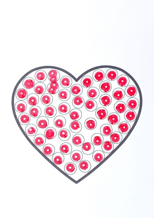 valentine heart dot painting