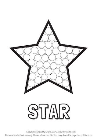 Star Shape dot painting worksheet