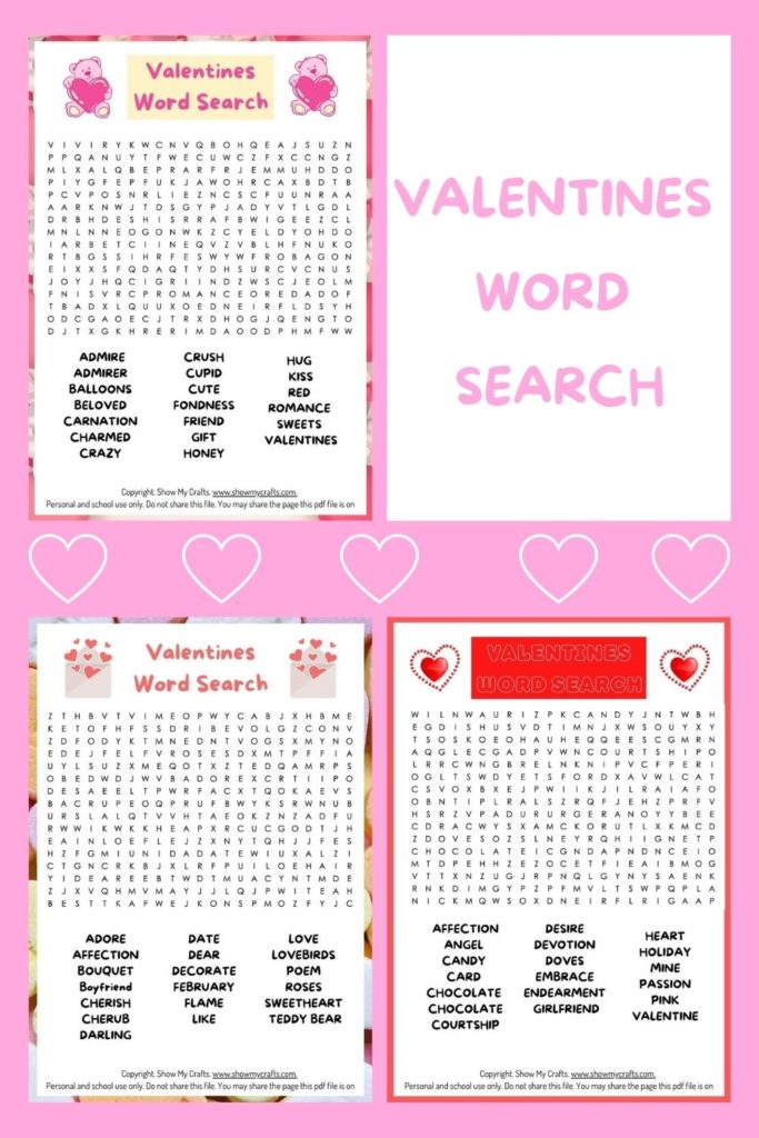 valentines word search.