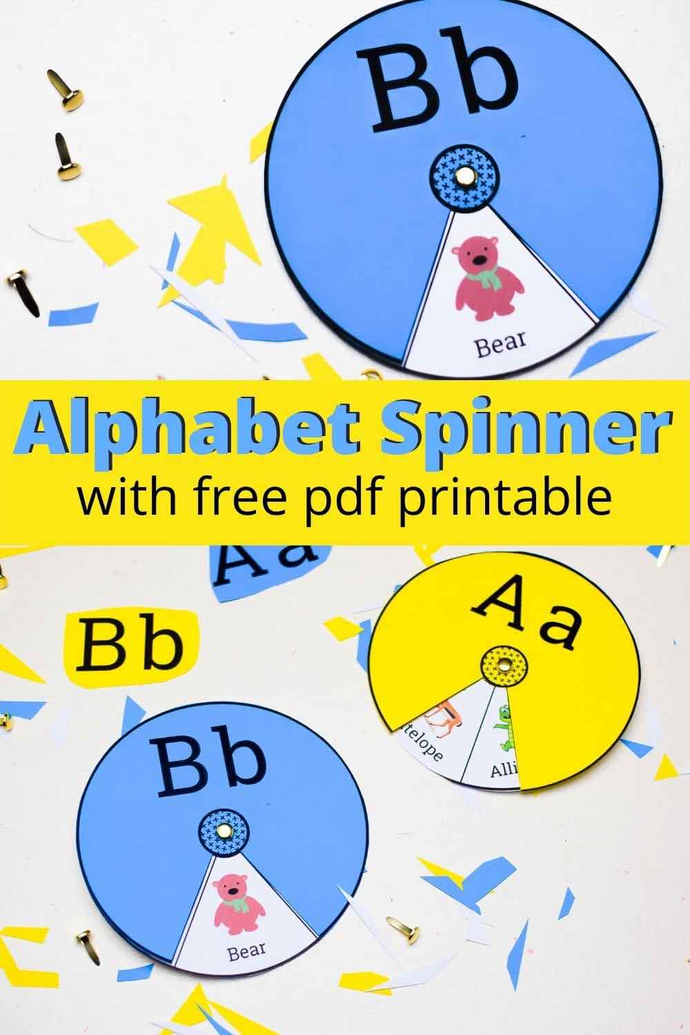 free printable alphabet spinners to help your child learn the alphabet