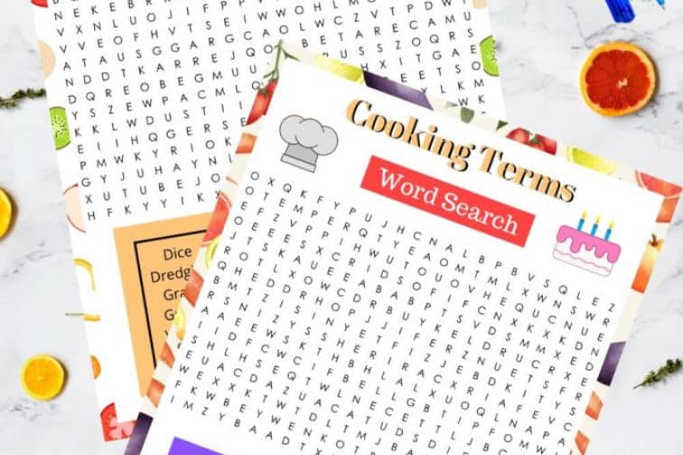 Cooking Terms Word Search And Puzzles With Free Printable