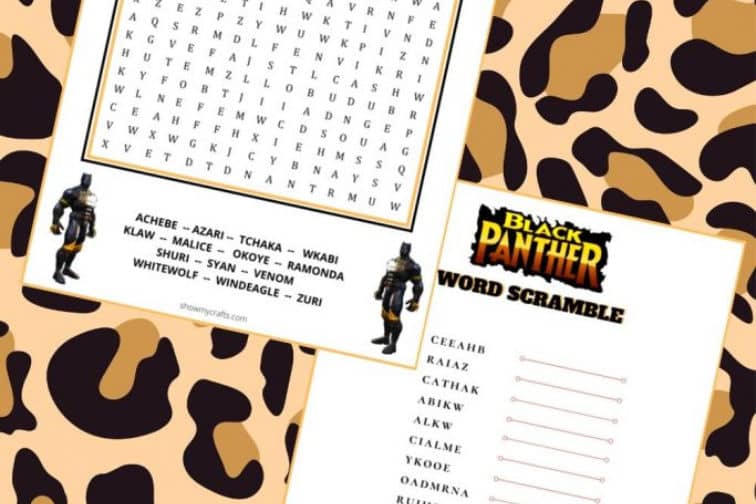 black panther word search