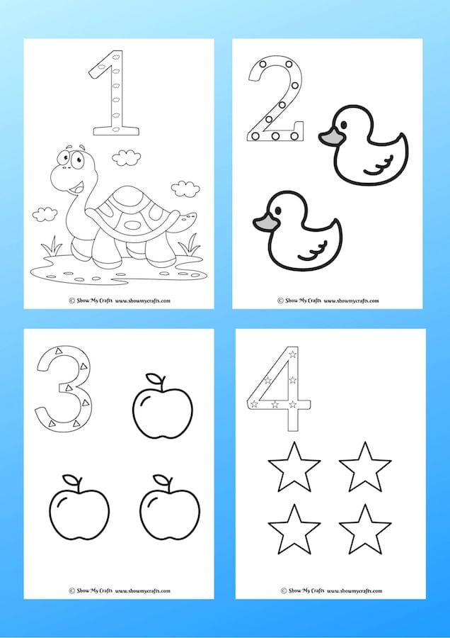 number colouring pages