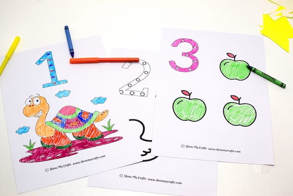 printable number colouring pages