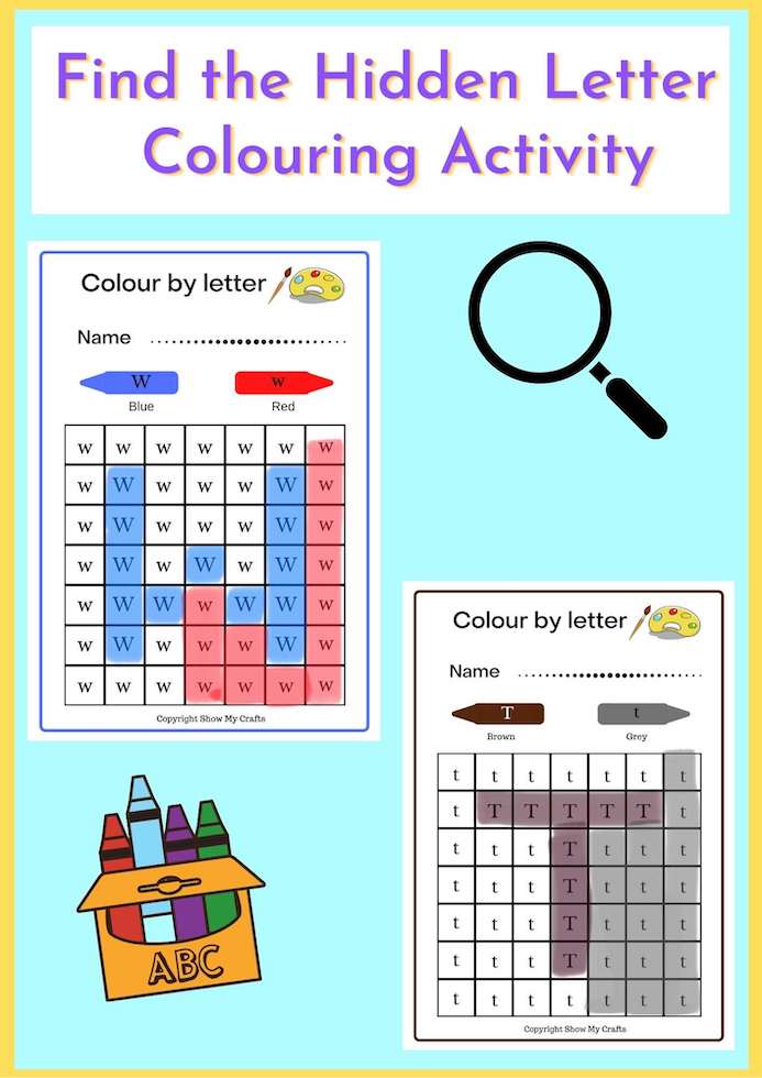Hidden alphabet colouring activity with Free Printable Colouring Worksheet