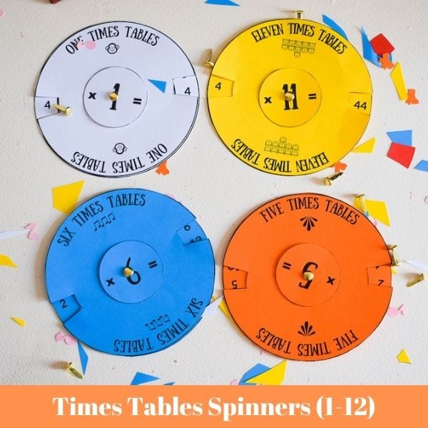 Printable Times Tables Spinners A Great Times Table Crafts For Kids