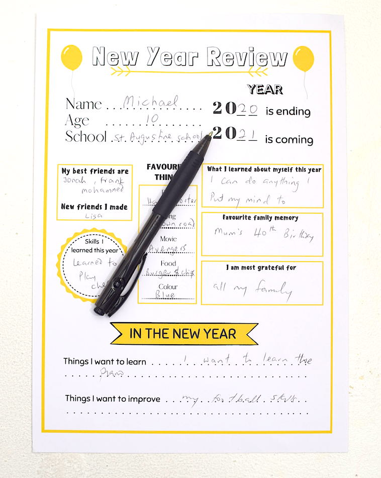 Year in review printable for kids