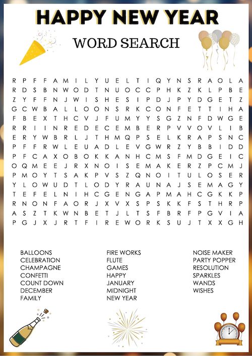 HAPPY NEW YEAR WORD SEARCH