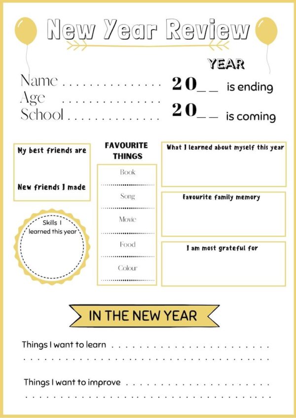 New year in review printable for kids Show My Crafts