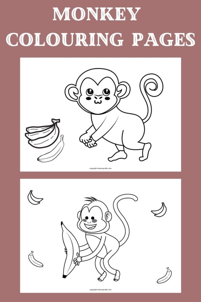 Monkey Colouring Pages - Show My Crafts