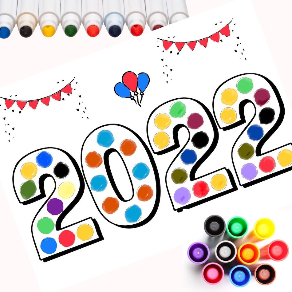 new years dot painting activity for kids