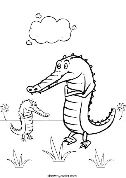 Alligator colouring pages for kindergarten