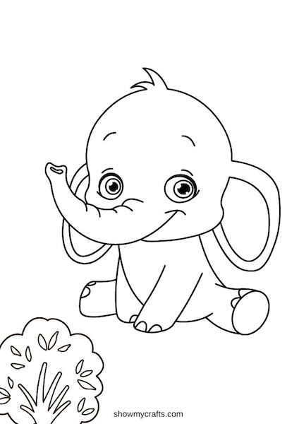 baby elephant colouring pages