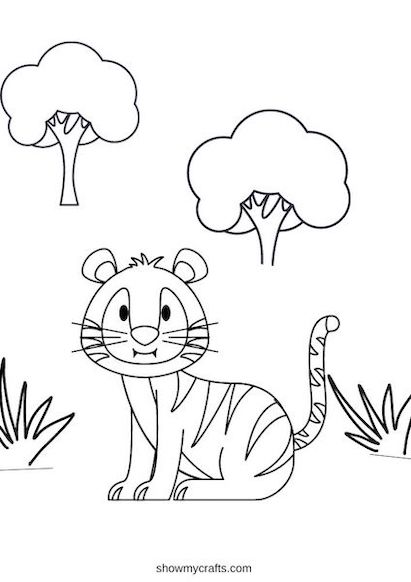 cute Tiger colouring pages