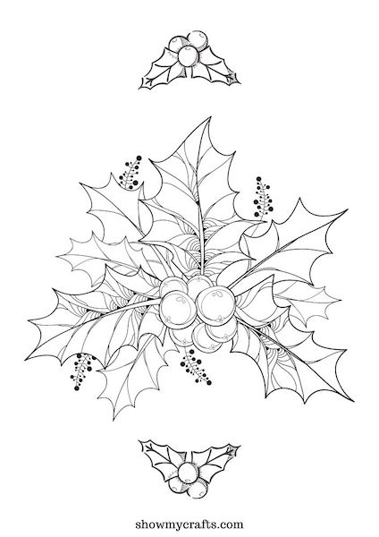 holly colouring pages