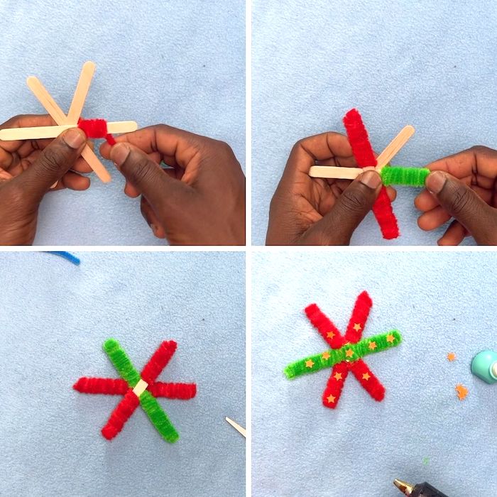 how to make snowflake ornaments with pipe cleaner