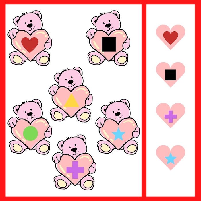 match the teddy valentines file folder games