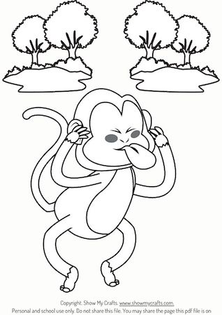 cute monkey colouring pages