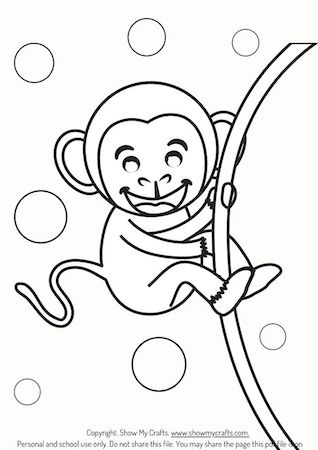 monkey colouring pages