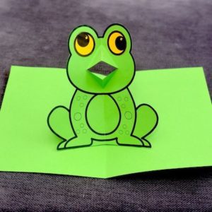 Frog pop up card craft with free printable frog template