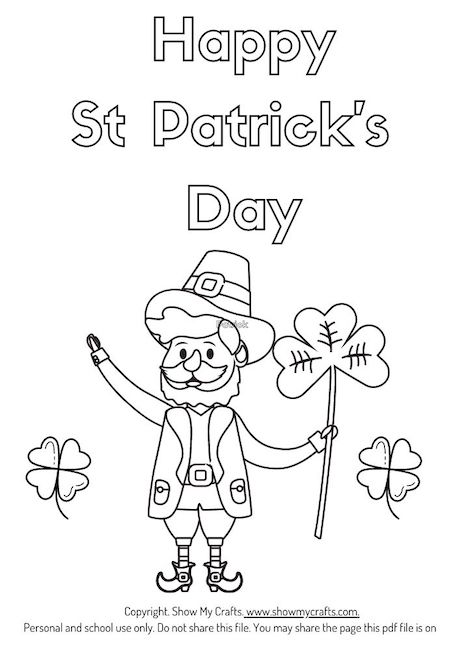 Happy St Patrick's Day Colouring Sheet