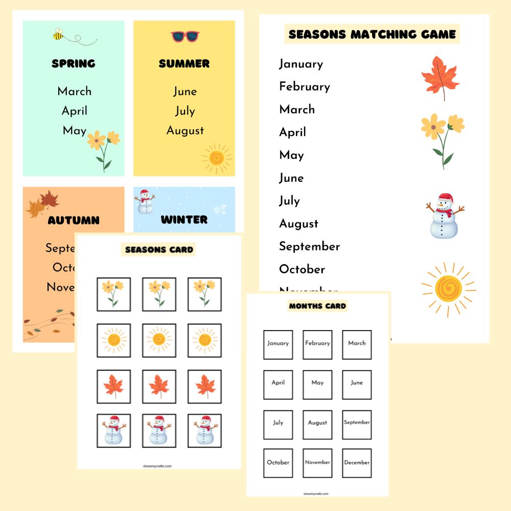 Seasons and months matching game
