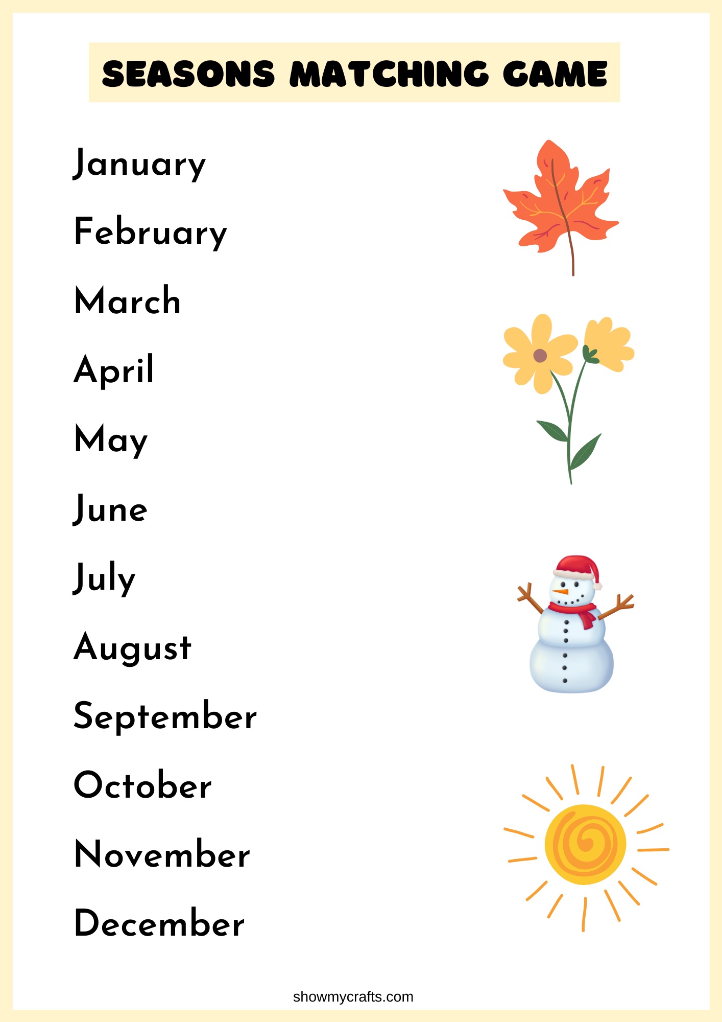 Seasons and Months Matching Game | Fun Learning Activity