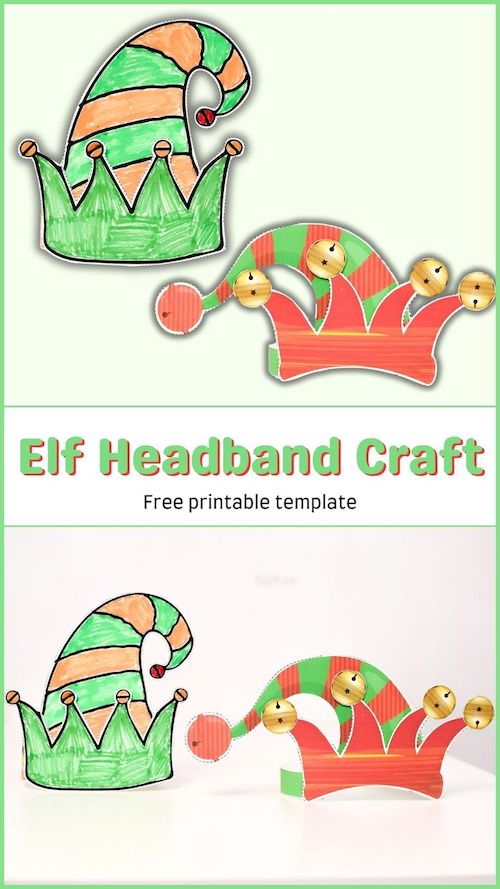 Christmas Elf Hat Craft (Free printable elf headband template)