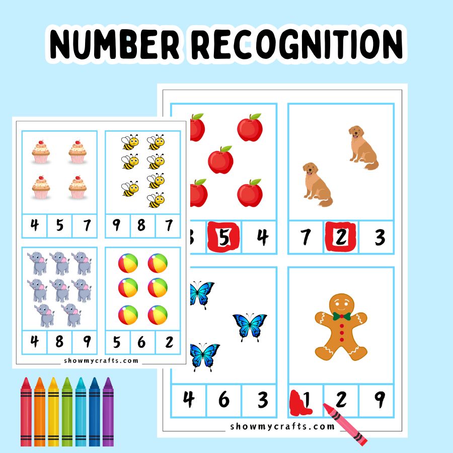 Number Recognition worksheets 1 – 20