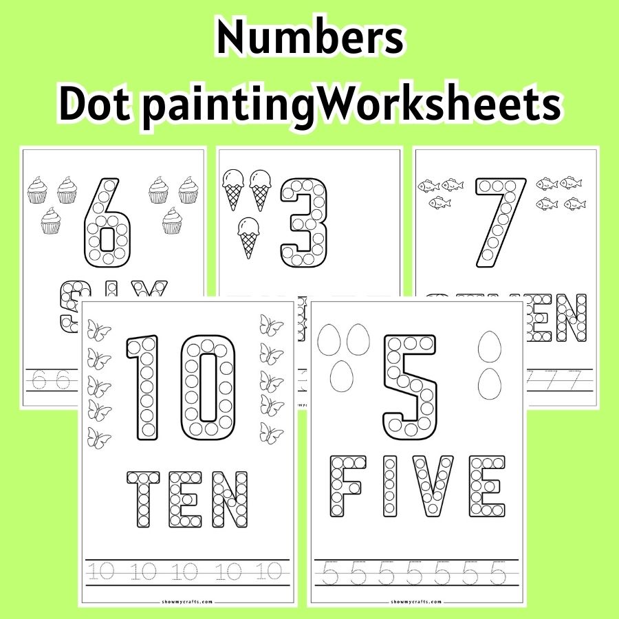 Numbers Dot Painting Worksheets