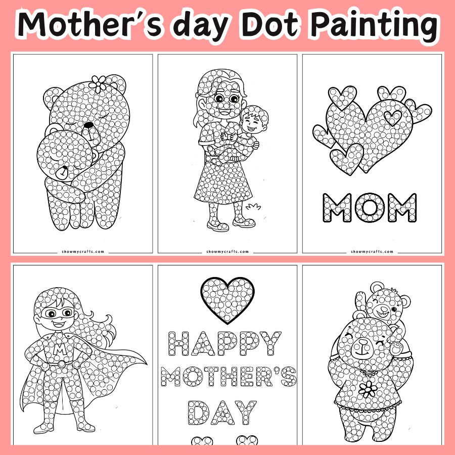 Mother’s Day Dot Painting Worksheets
