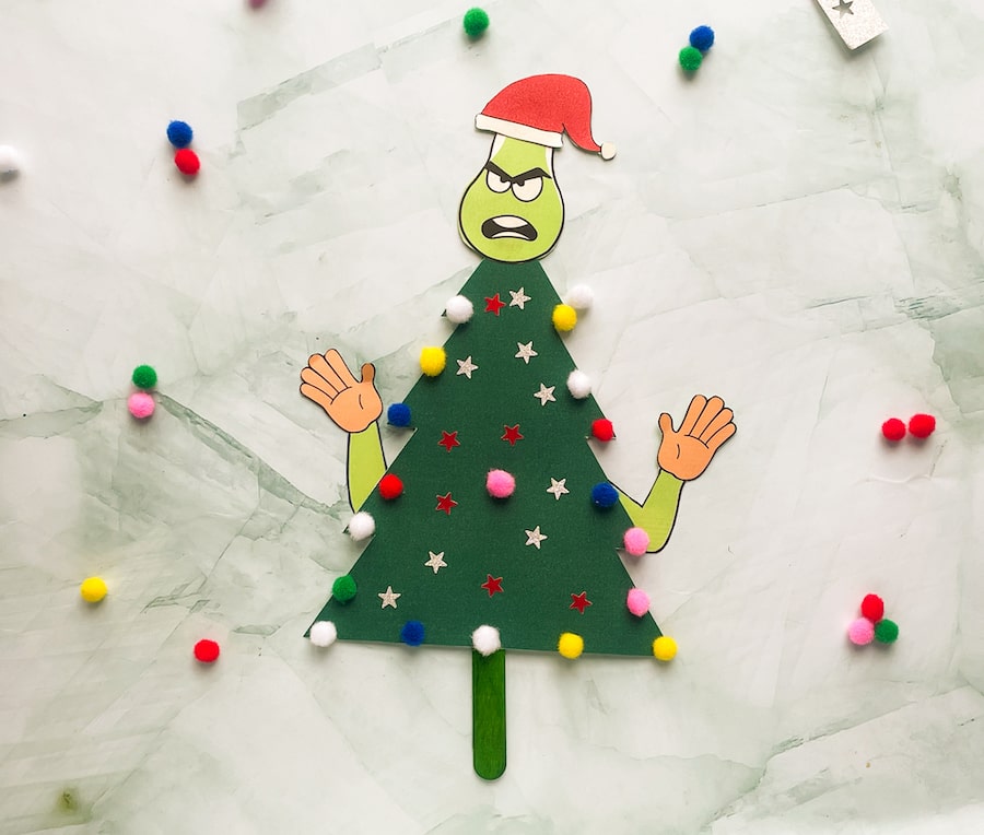 Grinch christmas tree craft for kids